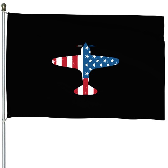 Plane Aircraft USA Flag Veteran Pilot Gift House Flags