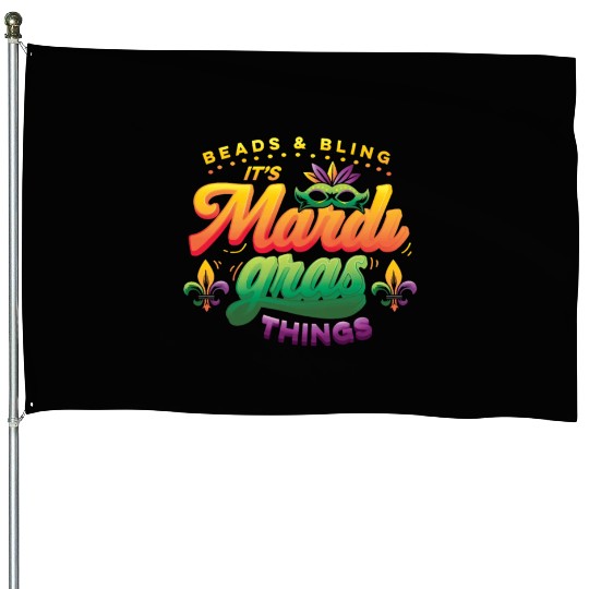 Beads & Bling It's Mardi Gras Things House Flags