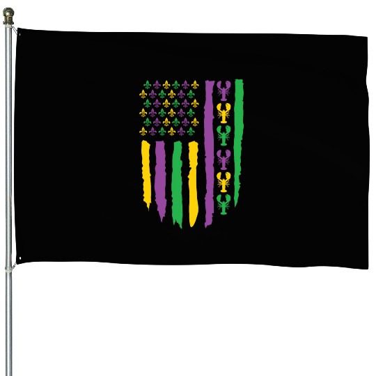 American Flag Lobster Fleur Mardi Gras House Flags