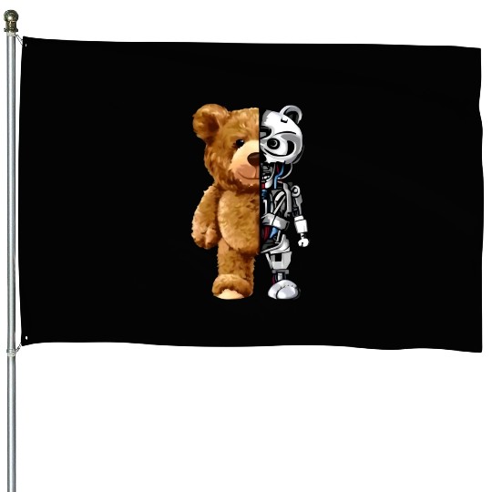 Teddy bear X Robot House Flags