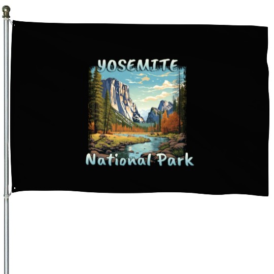 USA Yosemite National Park Sierra Nevada Colorful House Flags