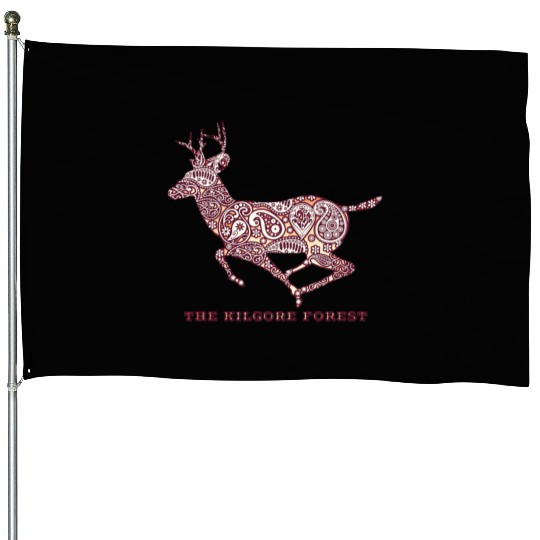 Deer - Maroon House Flags