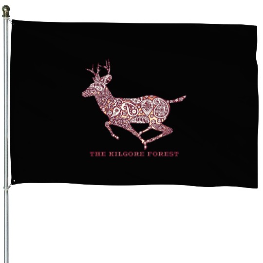 Deer - Maroon House Flags