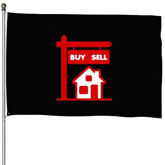 Buy sell red logo broker House Flags