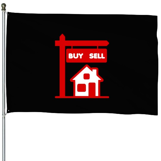 Buy sell red logo broker House Flags