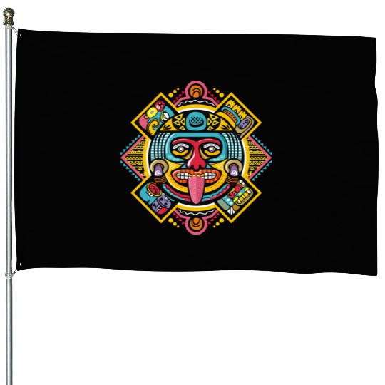 Colorful Aztec Illustration: Ethnic Ornament House Flags