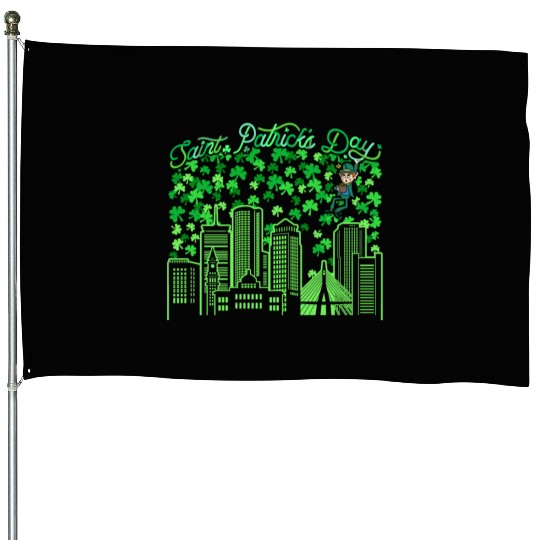 Saint Patrick's Day Boston Massachusetts House Flags