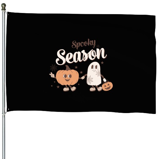 Spooky Season Ghost Pumpkin Friends House Flags