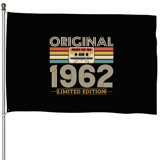 Retro '62 Vintage Birthda House Flags