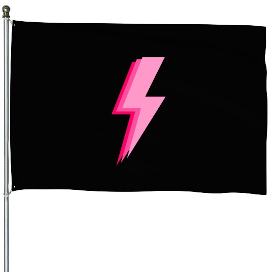 Layered trendy hot pink and light pink lightning House Flags