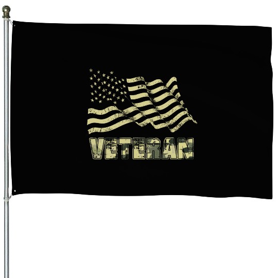 Us Veteran Flag House Flags