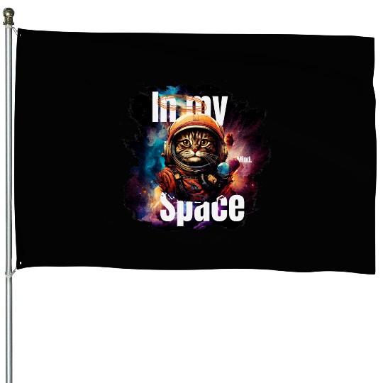 In my Mind Space Cat Astronaut Animal Pet Lover House Flags