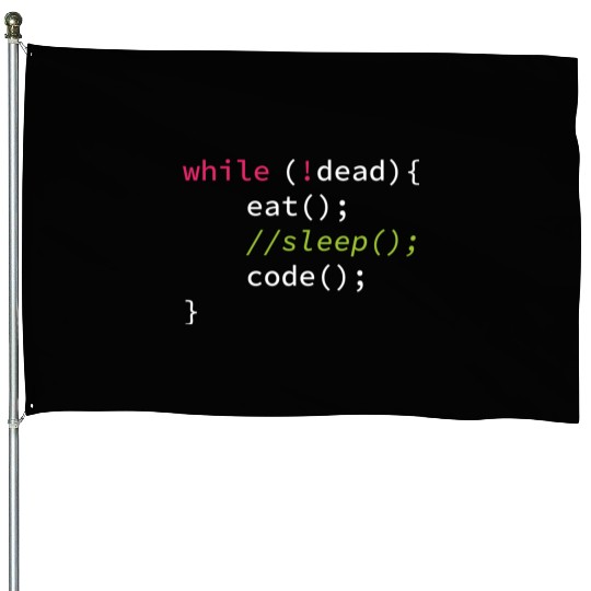 Funny Coding Computer Science Programmer Eat Sleep House Flags