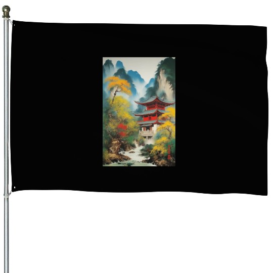 Sailing Ship at Sunset House Flags