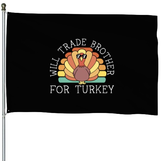 Happy Thanksgiving Holiday Dinner Turkey Blessed House Flags