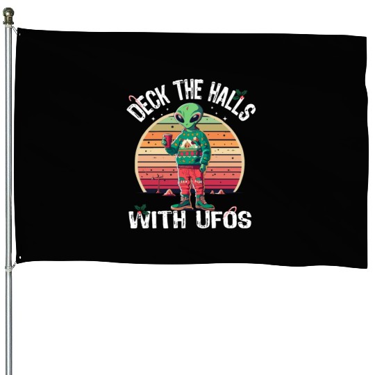 Beam Me Up Santa Claus Alien Christmas Ufo Coffee House Flags