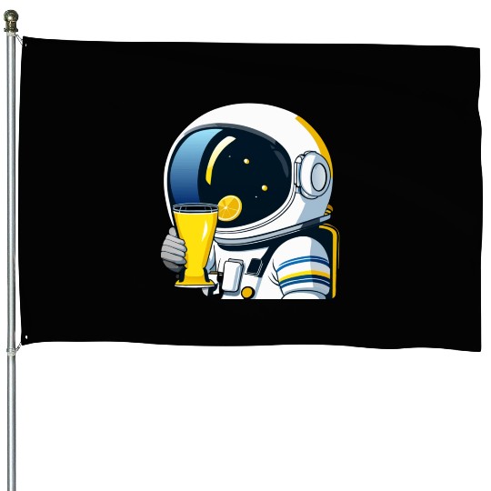 astronaut drinks lemon tea House Flags