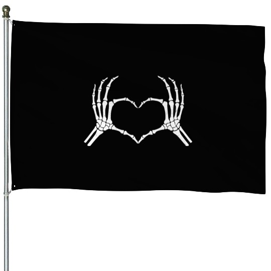 Skeleton Hand Heart Halloween Funny Bones Love House Flags
