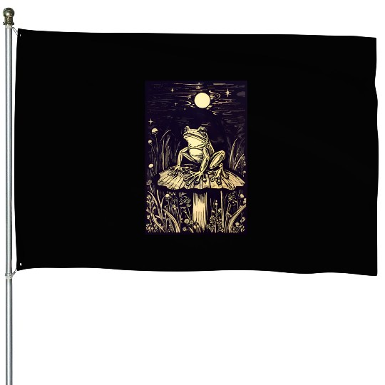 Starry night frog House Flags