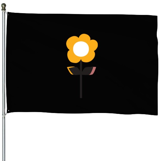 Retro Flower Yellow House Flags