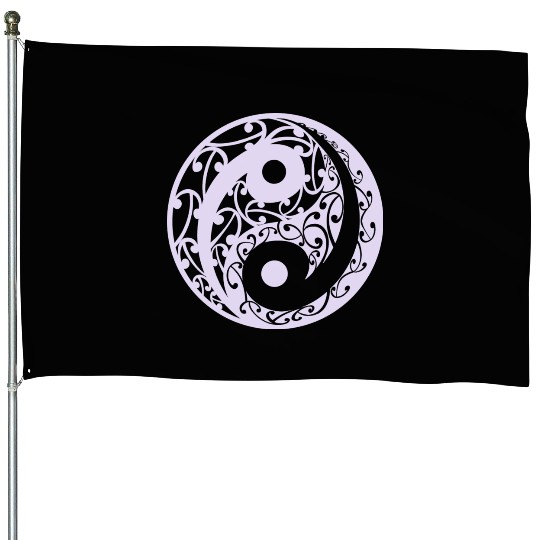 Yin And Yang Koru Pattern In A Light Purple Colour House Flags