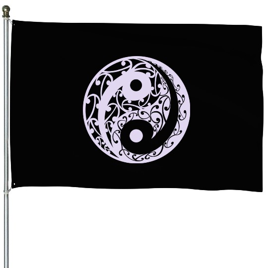 Yin And Yang Koru Pattern In A Light Purple Colour House Flags