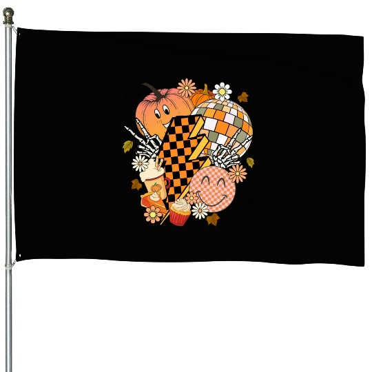 Pumpkin lightning House Flags