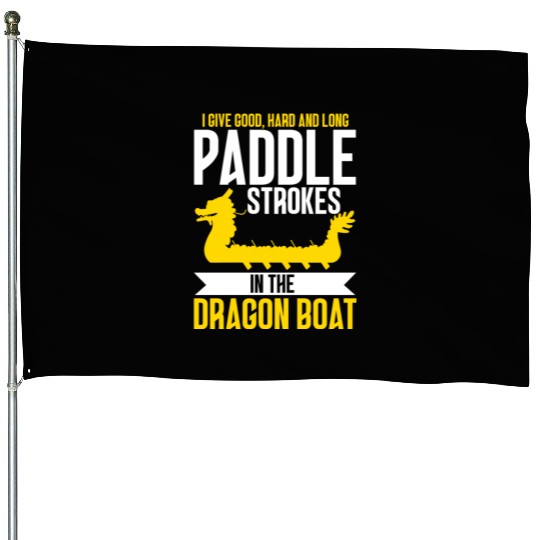 Funny Good Hard Long Paddle Strokes In Dragon Boat House Flags
