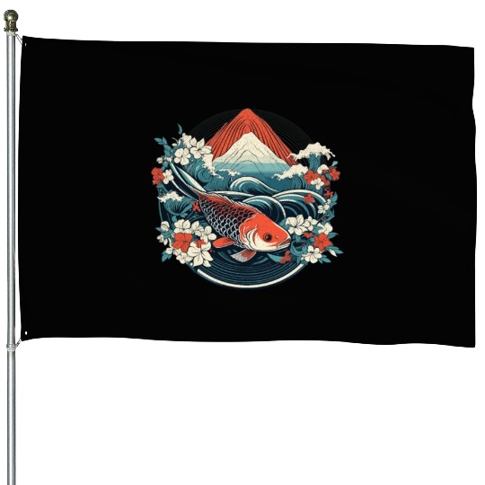 Koi Fish Koi Carp Japanese Koi Garden-Pond Koi House Flags