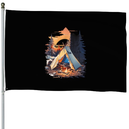 Ripped tent Unisex House Flags