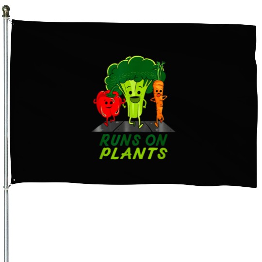 runs on plants vegan vegetarian runner broccoli gi House Flags