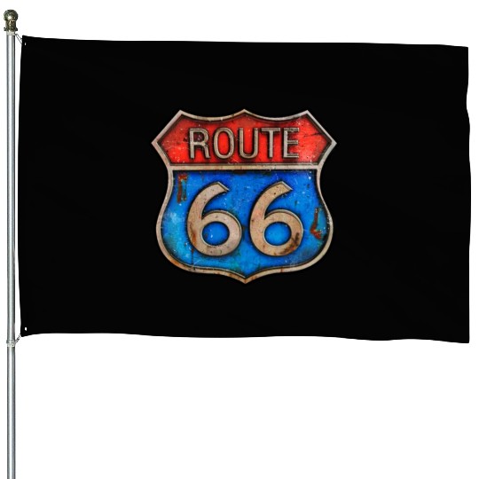Route 66 vintage sign - Rusty metal House Flags