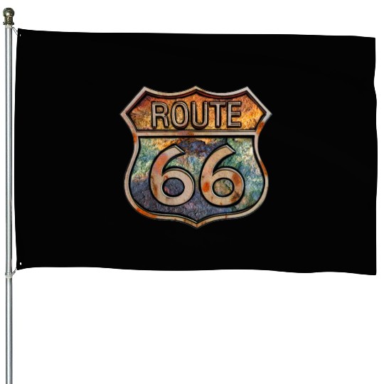 Route 66 vintage sign - Dingy metal sign 2 House Flags