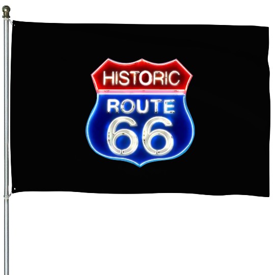 Route 66 neon sign House Flags