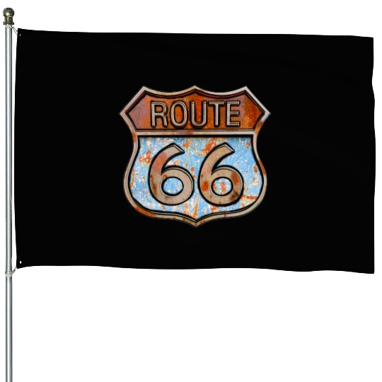 Route 66 vintage sign - Rusty metal sign 3 House Flags