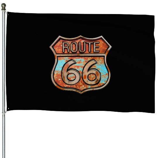 Route 66 vintage sign - Rusty metal sign House Flags