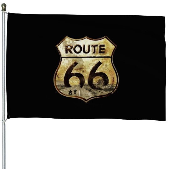 Route 66 trip with motorcycle House Flags