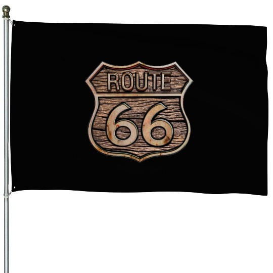 Route 66 vintage sign - Wood log signage House Flags