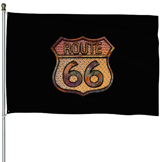 Route 66 vintage sign - Rusty metal 2 House Flags