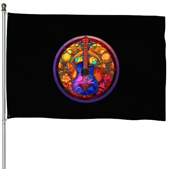 I Love Stained Glass Art and Guitar Designs - Holy House Flags