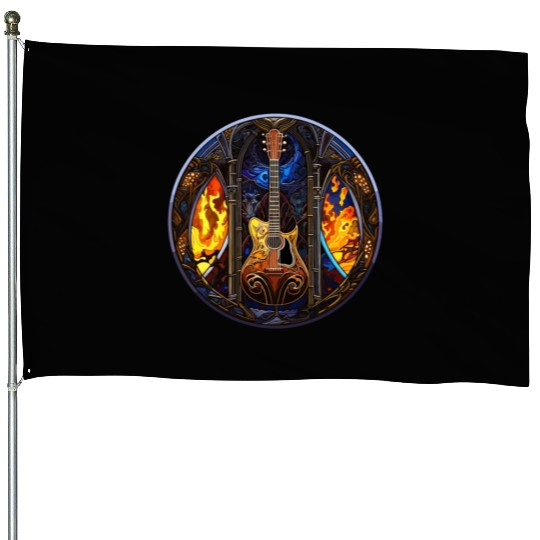Stained Glass Design - Guitar in Stained Glass Pa House Flags