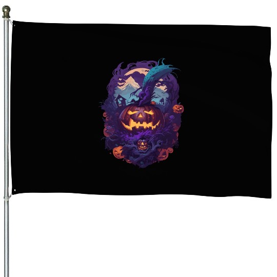 Scary Halloween Pumpkin House Flags