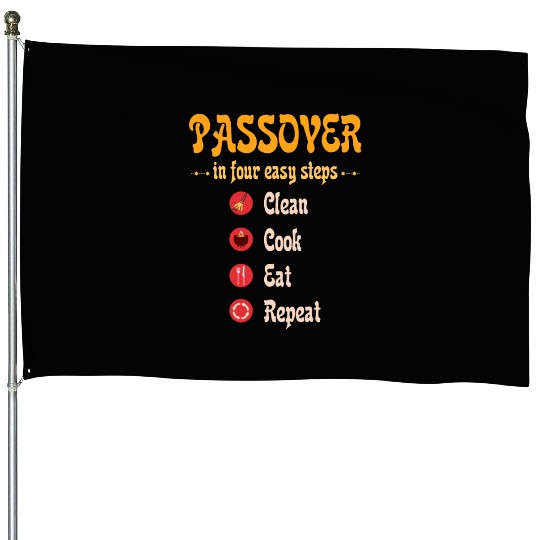 Passover 4 steps Clean Cook Eat Repeat Matzah House Flags