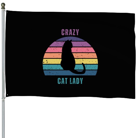 crazy cat lady House Flags