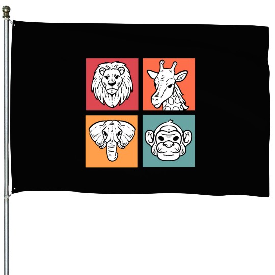 African Animals Animal Keeper or Tourist Guide Gif House Flags