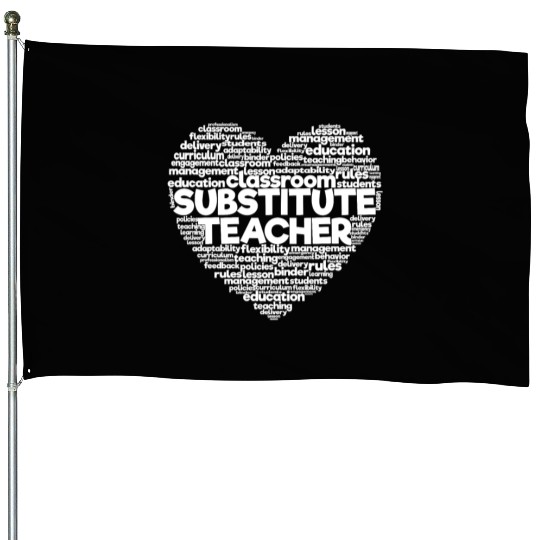 Substitute Teacher Word Cloud Back To School House Flags