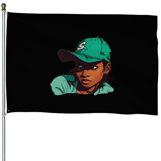 Light Skin Girl in Baseball Hat House Flags