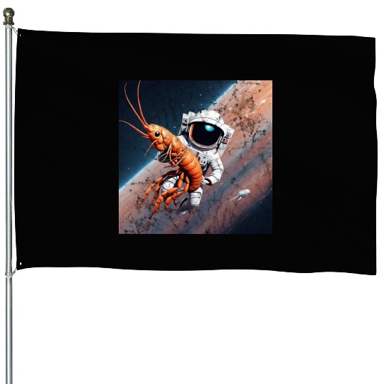 Astronaut in space with shrimp House Flags