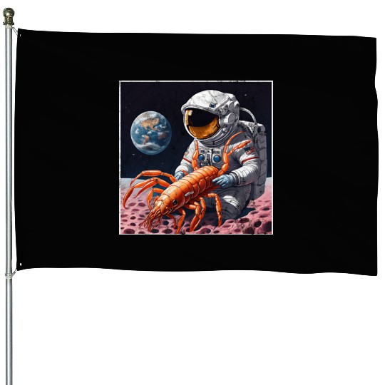 Astronaut in space with shrimp House Flags