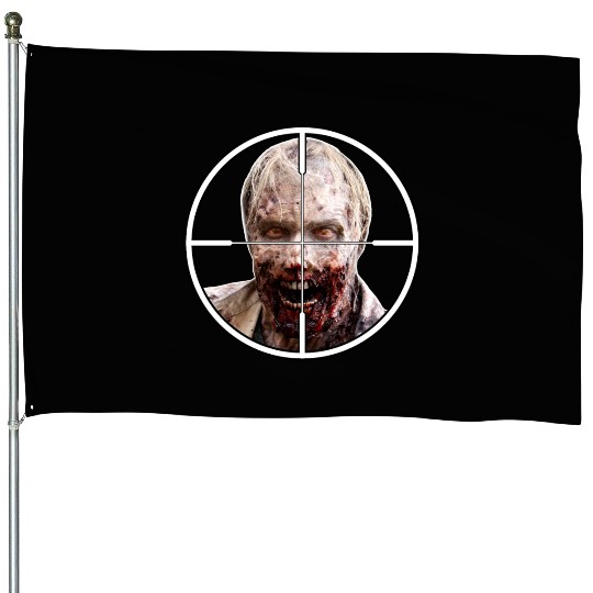 Zombie Apocalypse Sniper and Gamers Halloween House Flags
